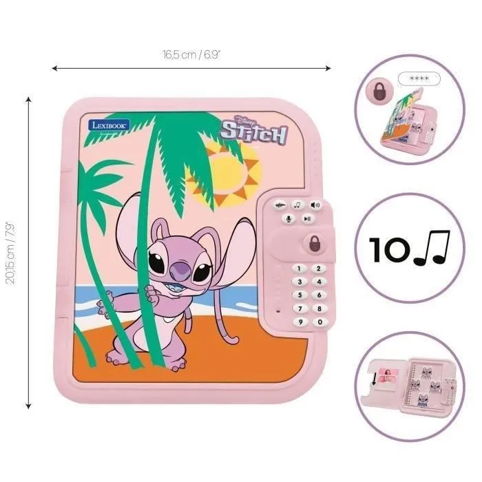 Lexibook Journal intime électronique sécurisé Disney Angel avec stylo et carnet, mot de passe, enregistreur vocal et cadre photo, modèle SD50D