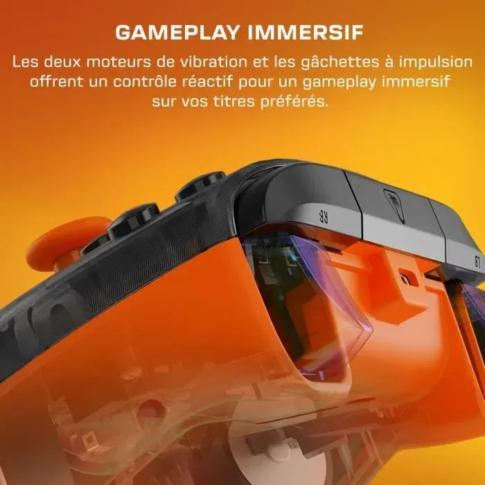 Turtle Beach Manette de jeu Rematch Core filaire pour Xbox Series X|S, Xbox One et PC, RGB, gâchettes ajustables, vibration, camouflage noir et orange Turtle Beach Manette de jeu Rematch Core filaire pour Xbox Series X|S, Xbox One et PC, RGB, gâchettes ajustables, vibration, camouflage noir et orange