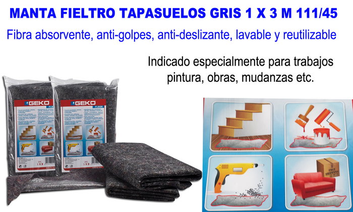 Manta Fieltro Tapasuelos Gris 1 x 3 m 111/45 Manta Fieltro Tapasuelos Gris 1 x 3 m 111/45