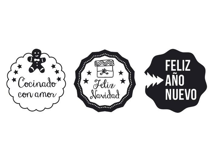 Innspiro Kit 3 Tampons Bois et 1 Encre Rouge 'Navidad Regalos y Compartir'