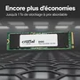 Crucial E100 SSD 480 Go NVMe PCIe Gen4 2280 - Vitesse de lecture jusqu'à 5000 Mo/s - Mise à niveau de stockage PC