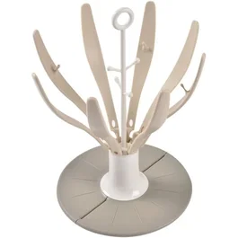 BEABA Égoutte-biberons pliable Flower, jusqu'à 8 biberons et accessoires, système de pliage compact pour petit espace et voyages, lave-vaisselle, argile