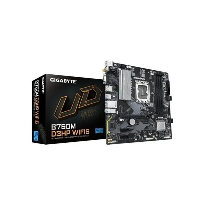 GIGABYTE Carte mère Micro-ATX B760M D3HP WIFI6 - Chipset Intel B760 - WiFi 6 intégré - Compatible DDR5 - Pour gaming et multimédia