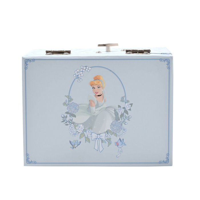 WIDDOP & CO Coffret à bijoux musical Cendrillon Disney Princesses avec motif floral, tiroir à souvenirs et mélodie