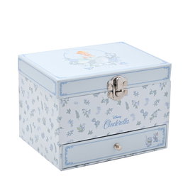 WIDDOP & CO Coffret à bijoux musical Cendrillon Disney Princesses avec motif floral, tiroir à souvenirs et mélodie