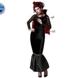 Disfraz Vampiresa - Déguisement de Vampiresse Robe Noire et Cape pour Femme, Taille XXL, Thème Halloween