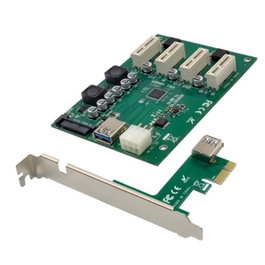 Conceptronic EMRICK10G Carte PCIe x1 vers 4 ports PCIe x1 pour extension de slots, verte, PCIe 2.0