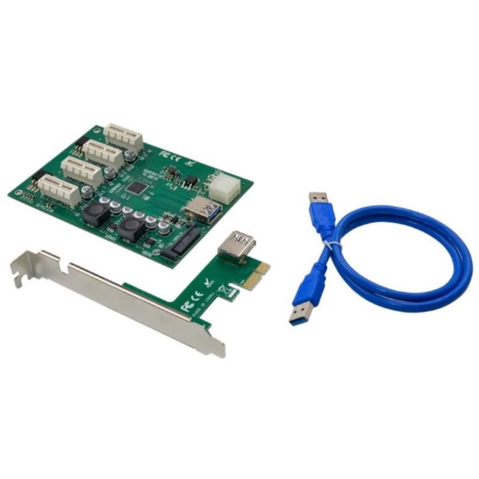 Conceptronic EMRICK10G Carte PCIe x1 vers 4 ports PCIe x1 pour extension de slots, verte, PCIe 2.0