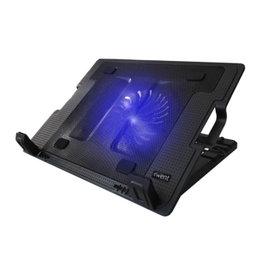 Ewent Support Refroidisseur Ordinateur Portable avec Ventilateur Silencieux 125mm, 5 Angles, 2 Ports USB, Jusqu'à 17 Pouces