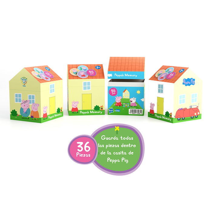Peppa Pig Jeu de Mémoire 36 Pièces avec 18 Paires, Carton Épais, Sac de Rangement, Personnages de la Série, Recommandé +24 Mois