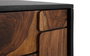 GINER Y COLOMER - Buffet moderne en bois de manguier et sheesham 160 cm, finition wengué-noyer, 3 portes à système push, 3 étagères, 75x160x40 cm