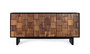 GINER Y COLOMER - Buffet moderne en bois de manguier et sheesham 160 cm, finition wengué-noyer, 3 portes à système push, 3 étagères, 75x160x40 cm