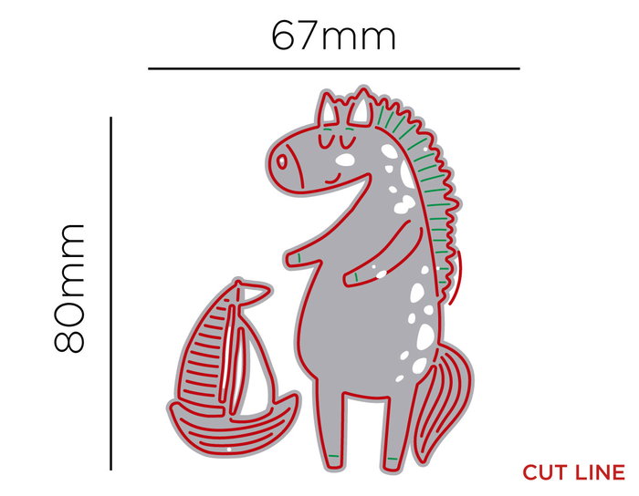 Misskuty Lot de 2 emporte-pièces fins ZAG motif cheval avec bateau pour enfants
