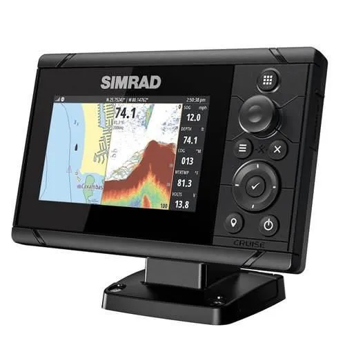 Simrad Cruise 5 - Combiné Sondeur GPS avec transducteur 83/200kHz XDCR, écran LCD tactile 7 pouces, cartes et navigation mondiale incluses