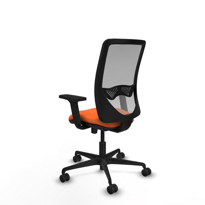 Chaise Zulema Synchro 3 positions tissu Orange Maille Gris Base en nylon noir Accoudoir 2D Sans appui-tête Roulettes 65mm nylon
