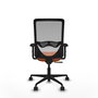 Chaise Zulema Synchro 3 positions tissu Orange Maille Gris Base en nylon noir Accoudoir 2D Sans appui-tête Roulettes 65mm nylon