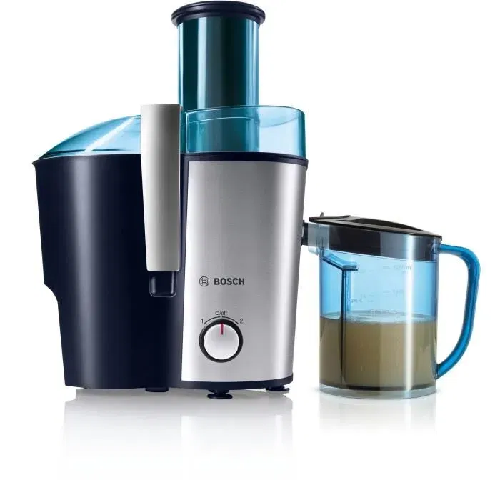 Bosch MES3500 Centrifugeuse Bleu et Argent avec Moteur Puissant 700 Watts et Cheminée Extra-Large 73 mm - Système Anti-Gouttes - Réservoir à Pulpe Amovible 2L