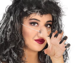 Kit de sorcière avec nez allongé et ongles postiches Halloween