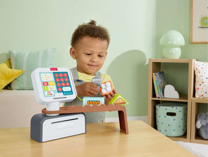 Fisher-Price Caisse Enregistreuse Interactive avec Sons, Chansons et Accessoires - Jouet pour Enfants à partir de 2 ans - Dimensions 25x33x9 cm