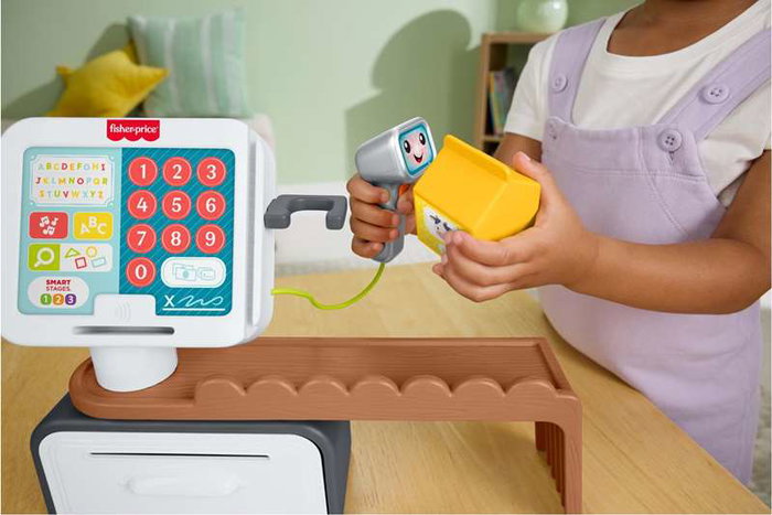 Fisher-Price Caisse Enregistreuse Interactive avec Sons, Chansons et Accessoires - Jouet pour Enfants à partir de 2 ans - Dimensions 25x33x9 cm