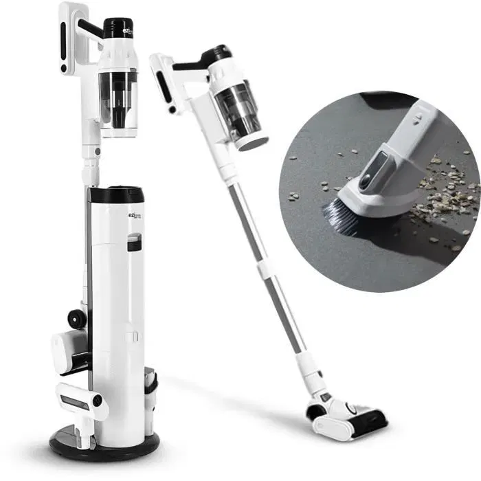 EZICLEAN Cyclomax R22 aspirateur balai sans fil avec station de vidage automatique, 52 min autonomie, 35 kPa, 500 W, blanc EZICLEAN Cyclomax R22 aspirateur balai sans fil avec station de vidage automatique, 52 min autonomie, 35 kPa, 500 W, blanc