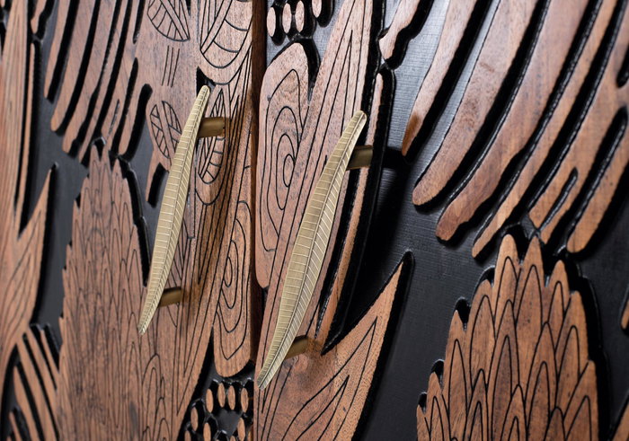 GINER Y COLOMER - Armoire penderie en bois d'acacia avec pattes métal, barre à vêtements et étagères - 180 x 90 x 55 cm