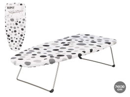 Kipit Table à repasser sur table 30x74 cm avec revêtement métal et tissu blanc/noir (Set de 6)