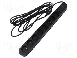 PLASTROL Multiprise parafoudre 8 prises 230V 10A noir 1,5m