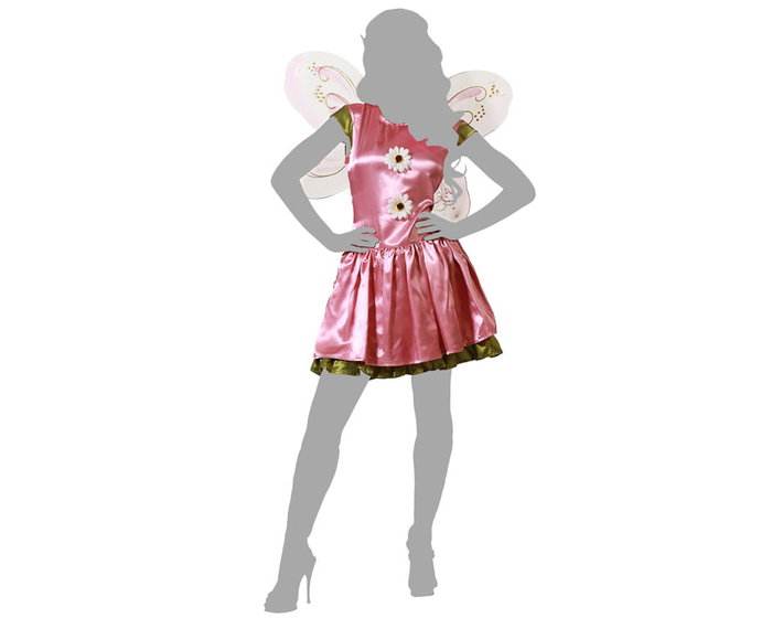 BigBuy Carnival Déguisement Fée Rose avec Robe Brillante et Ailes - Taille M/L