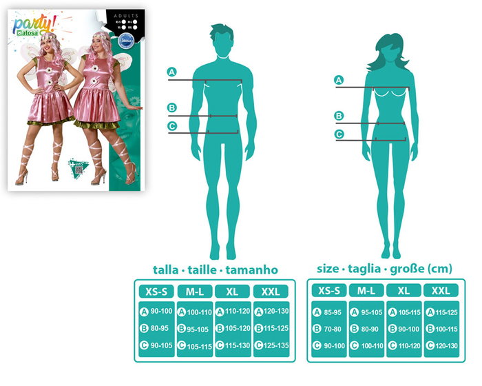 BigBuy Carnival Déguisement Fée Rose avec Robe Brillante et Ailes - Taille M/L