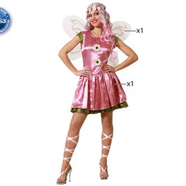 Déguisement Fée Adulte Femme Rose Brillant avec Ailes - Taille M-L