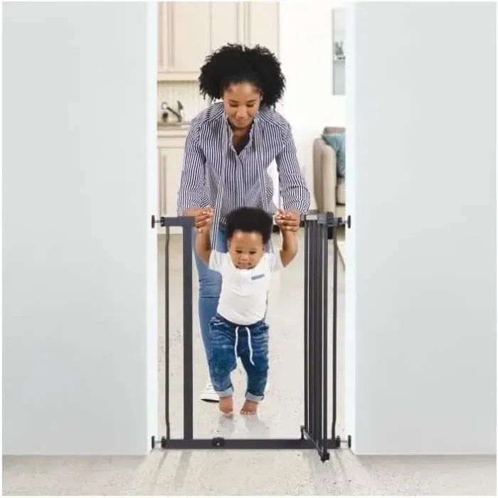 Dreambaby Ava Barrière de Sécurité Montée par Pression 61-68 x 76 cm, Double Verrouillage, Anthracite, pour Bébés et Animaux