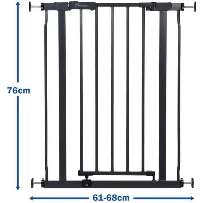 Dreambaby Ava Barrière de Sécurité Montée par Pression 61-68 x 76 cm, Double Verrouillage, Anthracite, pour Bébés et Animaux