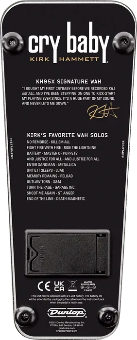 Dunlop Crybaby Kirk Hammett Signature Wah Wah Pédale d'effet Édition Limitée Violet