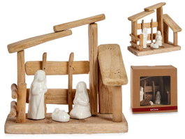 KRIST+ Crèche de Noël 3 Figurines avec Toit Droit, Petit Modèle