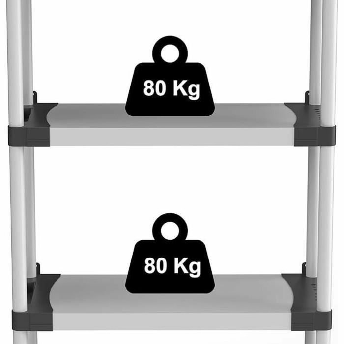 Tood Étagère plastique à 3 tablettes Noir/gris