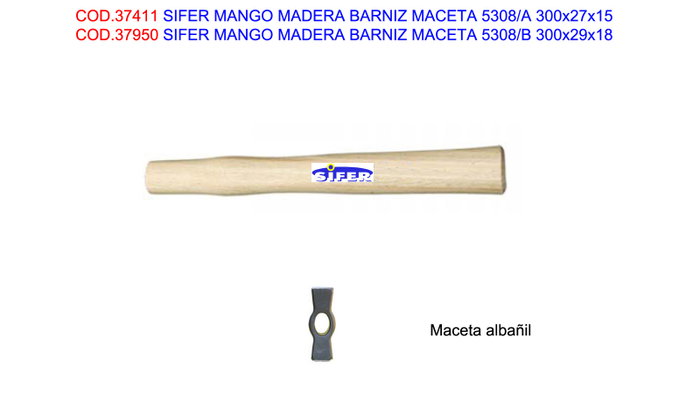 SIFER Manche en bois verni pour pot de fleurs 5308/B 300x29x18mm SIFER Manche en bois verni pour pot de fleurs 5308/B 300x29x18mm