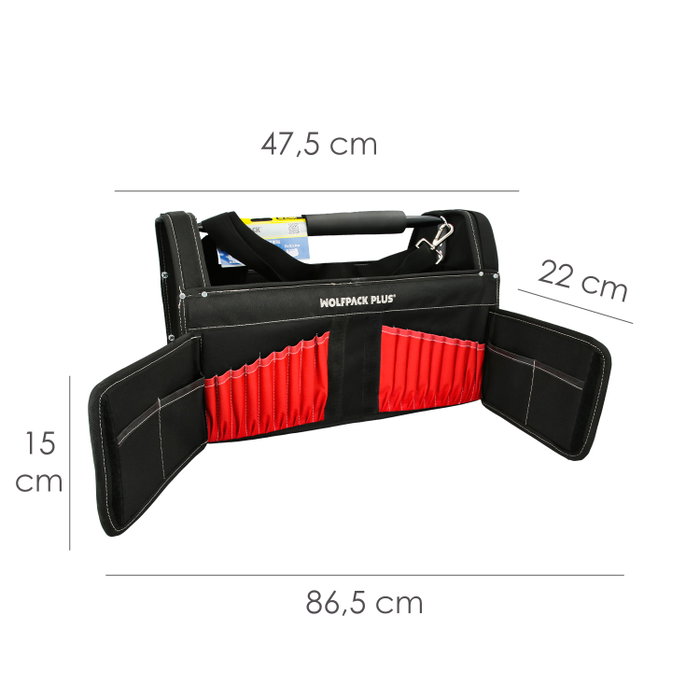 WOLFPACK LINEA PROFESIONAL Sacoche à outils en nylon avec poignée métallique 25x47,5x31cm