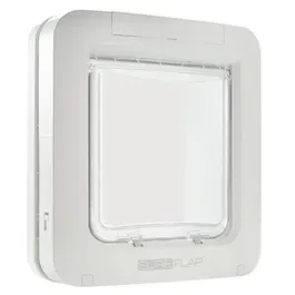 Sureflap Grande chatière électronique à puce pour chat et petit chien - Blanc - 178 mm x 170 mm - Mémoire 32 puces