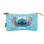 ERIK Porte-tout Triple Compartiments Disney Stitch avec Fermeture à Glissière en Polyester