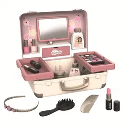 Smoby My Beauty Vanity - Coffret de maquillage, coiffure et ongles pour fille - 13 accessoires factices, miroir et rangements - Fabrication française - Dès 3 ans