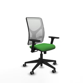 PIQUERAS Y CRESPO Chaise Motilla Synchro Vert Maille Blanc, Accoudoirs 3D, Base Noire
