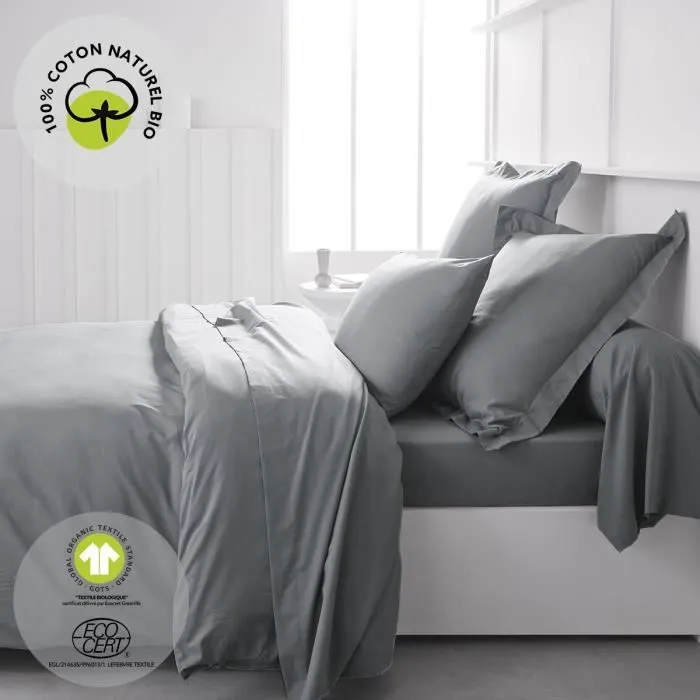 Drap-housse Today 180x200 cm + 30 cm en coton bio certifié GOTS 57 fils/cm² - Confort durable pour lit 2 personnes Drap-housse Today 180x200 cm + 30 cm en coton bio certifié GOTS 57 fils/cm² - Confort durable pour lit 2 personnes