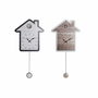 Horloge Murale DKD Home Decor 32 x 5 x 56 cm Naturel Blanc Plastique Maison Bois MDF (2 Unités)