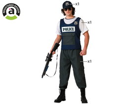 Atosa Déguisement Policier Gilet Bleu Homme Adulte M-L