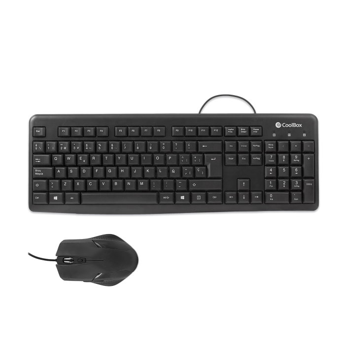 Coolbox Kit Clavier + Souris USB 105 Touches Silencieux Résistant aux Éclaboussures Souris Optique 1600 DPI