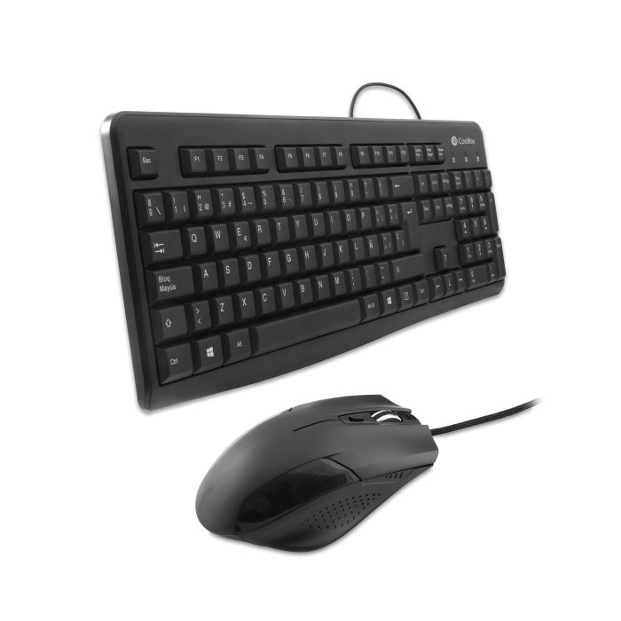 Coolbox Kit Clavier + Souris USB 105 Touches Silencieux Résistant aux Éclaboussures Souris Optique 1600 DPI