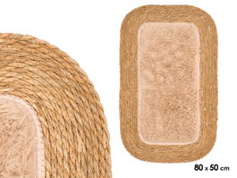 GIFTDECOR Tapis rectangulaire en jute antidérapant Beige-Naturel 80x50cm