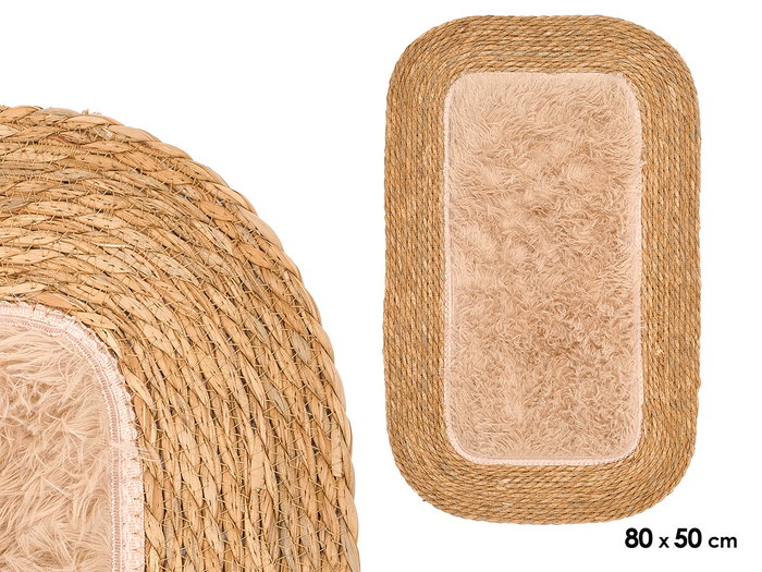 GIFTDECOR Tapis rectangulaire en jute antidérapant Beige-Naturel 80x50cm GIFTDECOR Tapis rectangulaire en jute antidérapant Beige-Naturel 80x50cm