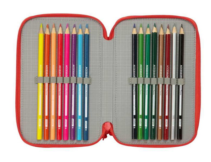 Safta Plumier Triple 37 Pièces pour Crayons - Dimensions : 12,5 x 19,5 x 5,5 cm